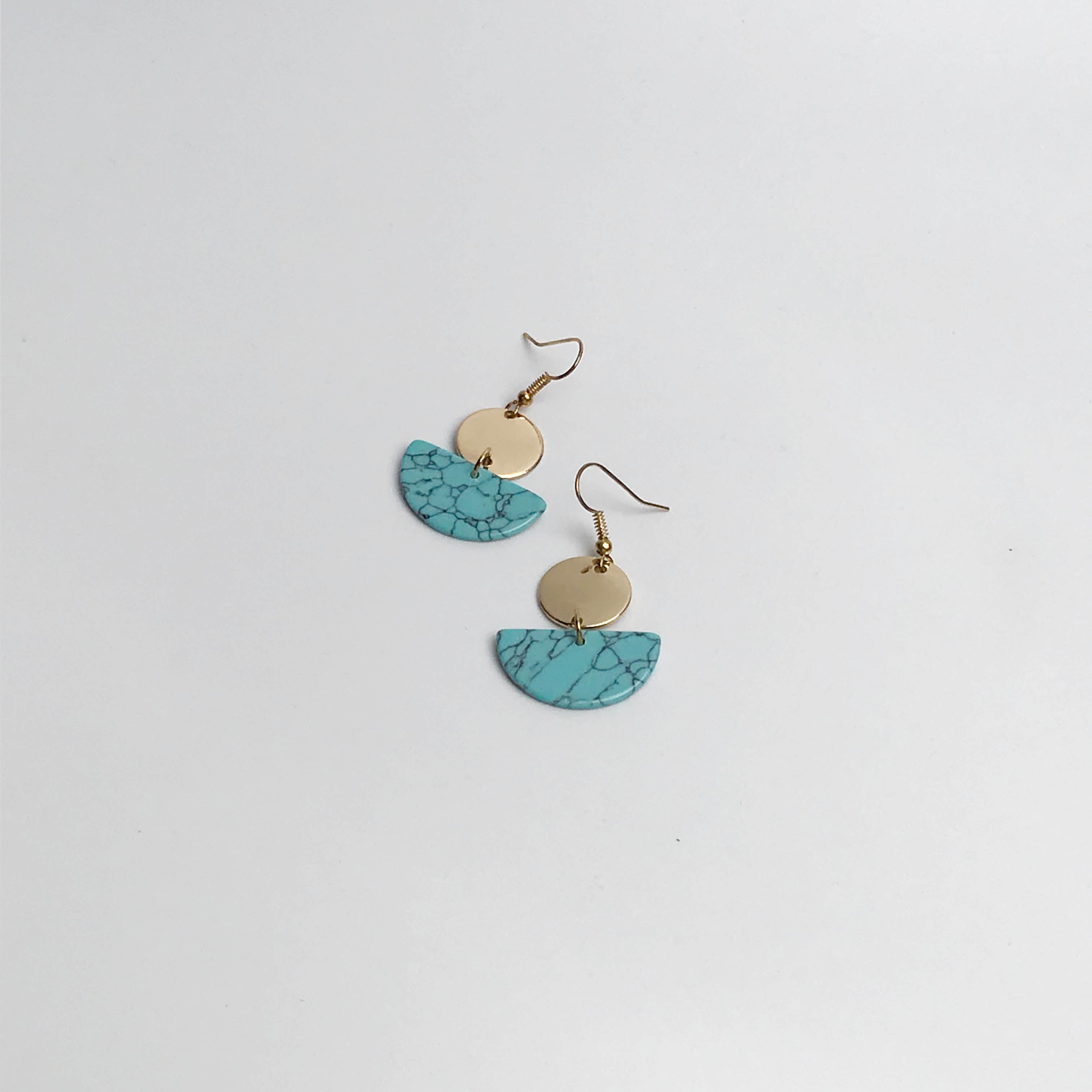 Anne Bridesmaid Marble Print Earrings in Turquoise