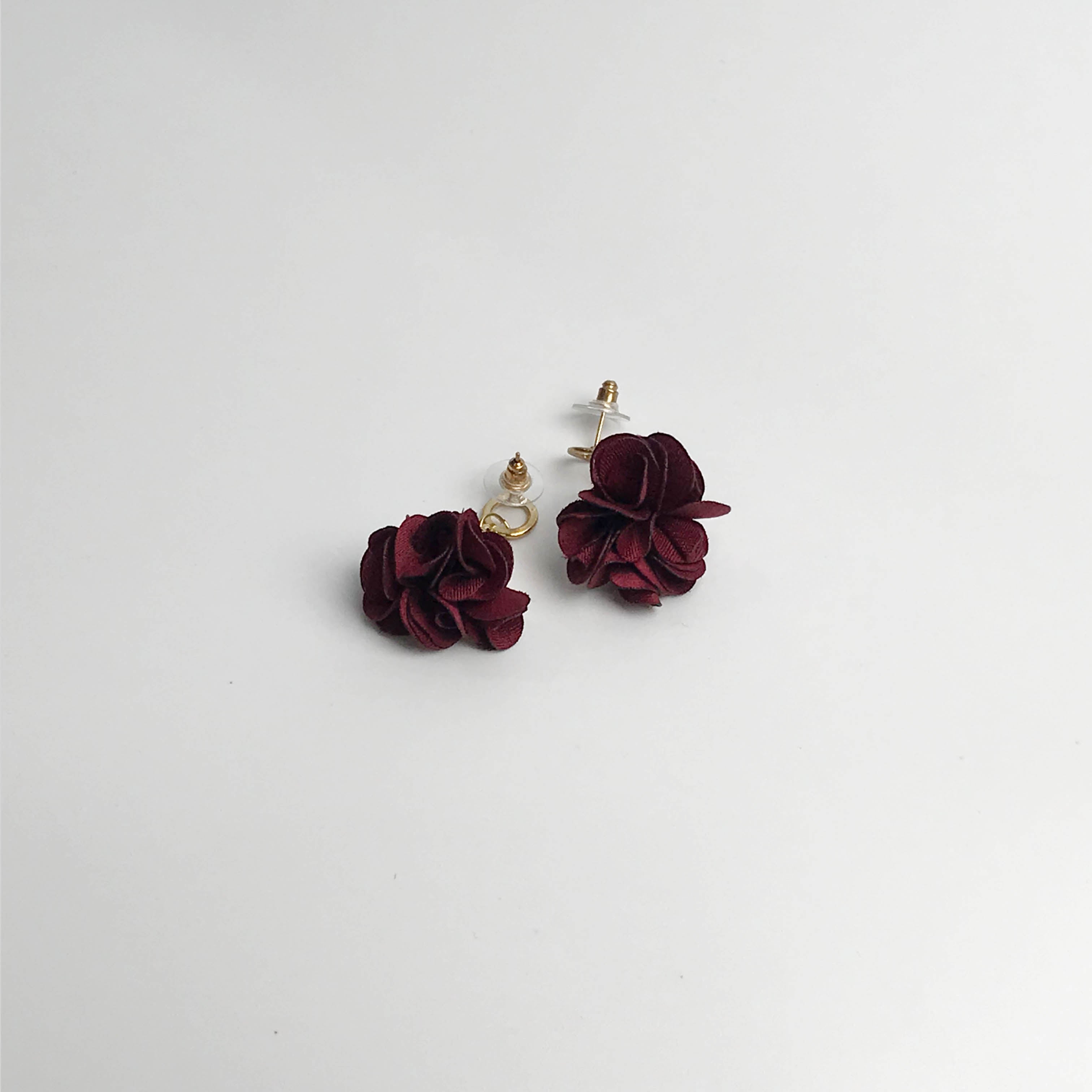 Charmaine Bridesmaid Floral Earrings in Burgundy