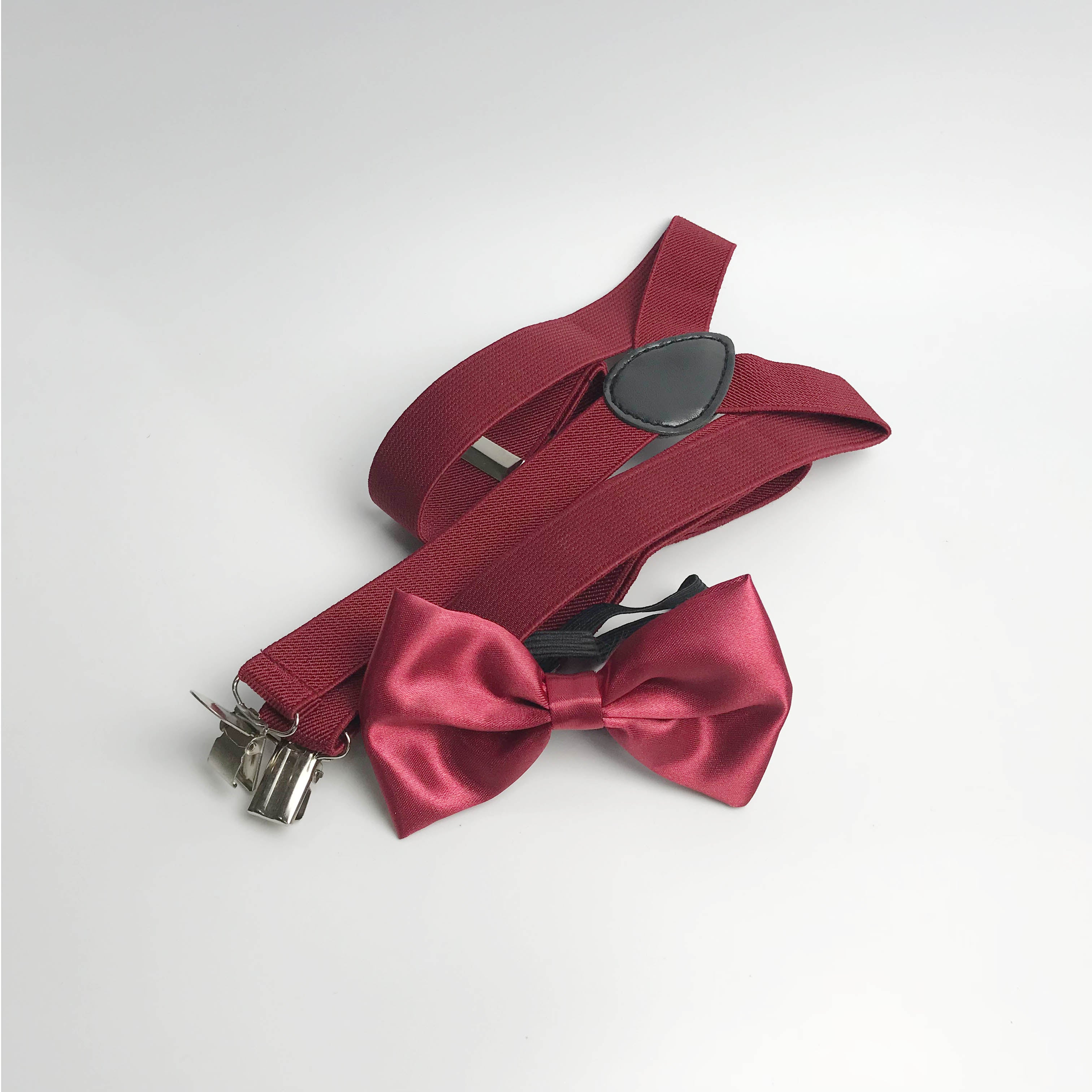Ring Bearer Bowtie and Suspenders Set in Red