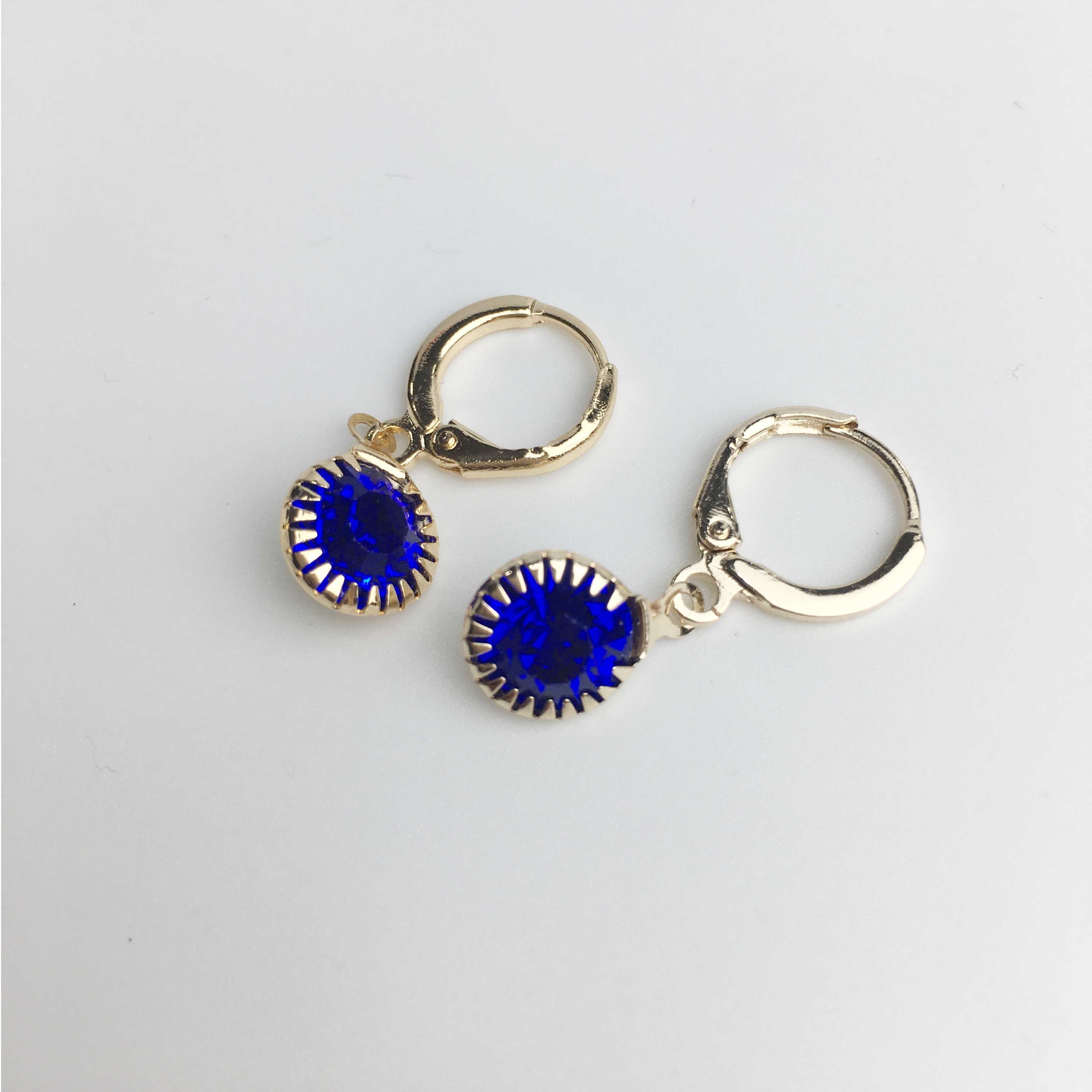 Caroline Bridesmaid Drop Gemstone Earrings in Blue