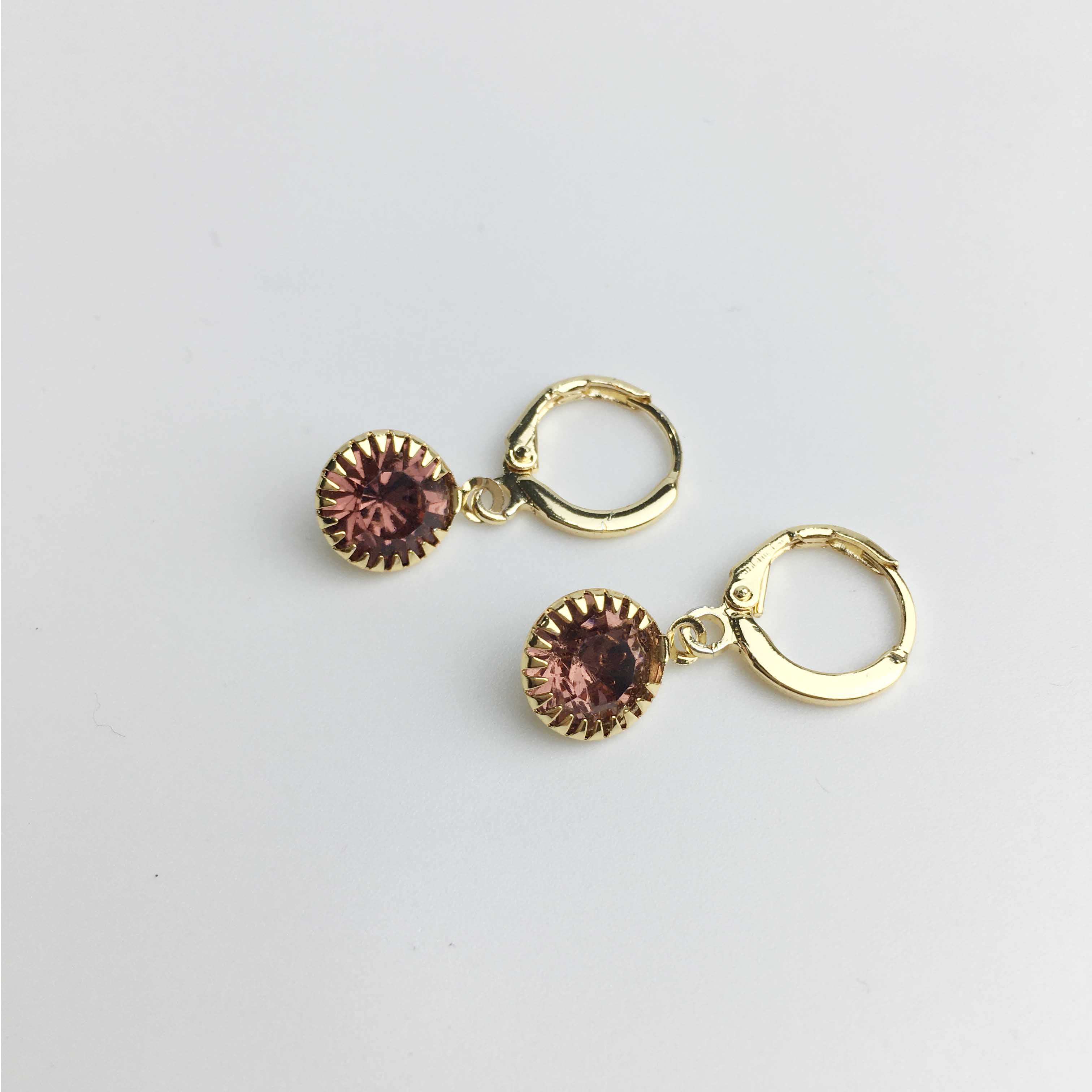 Caroline Bridesmaid Drop Gemstone Earrings in Purple