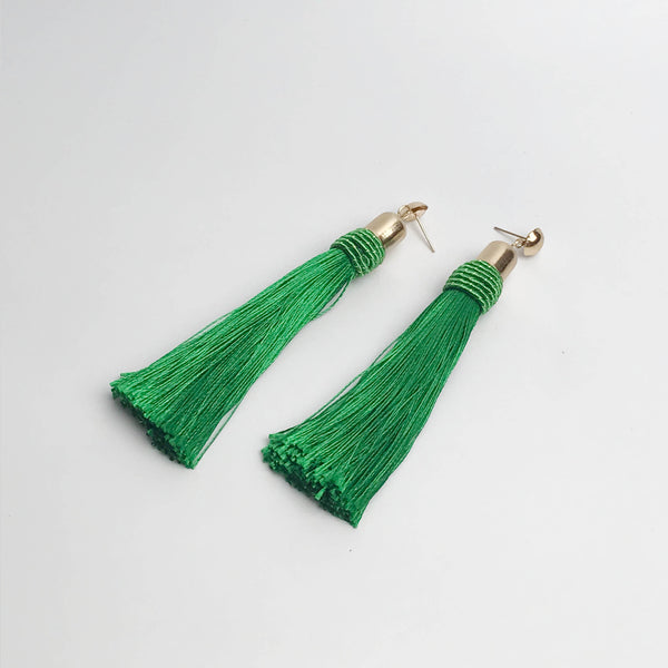 Leila Bridesmaid Tassel Earrings in Green