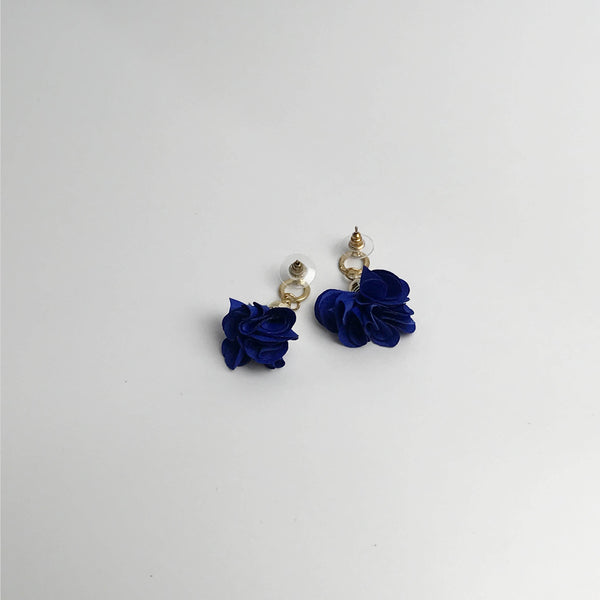Charmaine Bridesmaid Floral Earrings in Navy