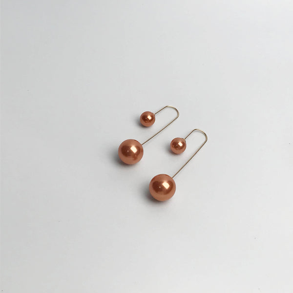 Caitlin Bridesmaid Classic Double Pearl Earrings in Rust