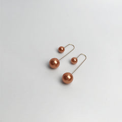 Caitlin Bridesmaid Classic Double Pearl Earrings in Rust
