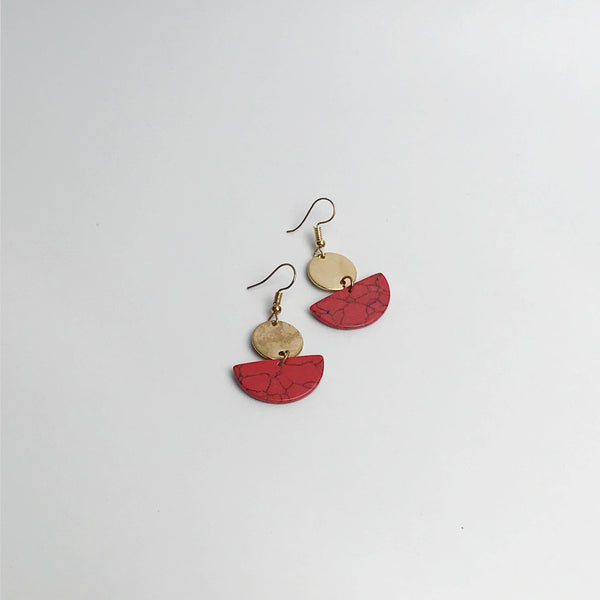 Anne Bridesmaid Marble Print Earrings in Red