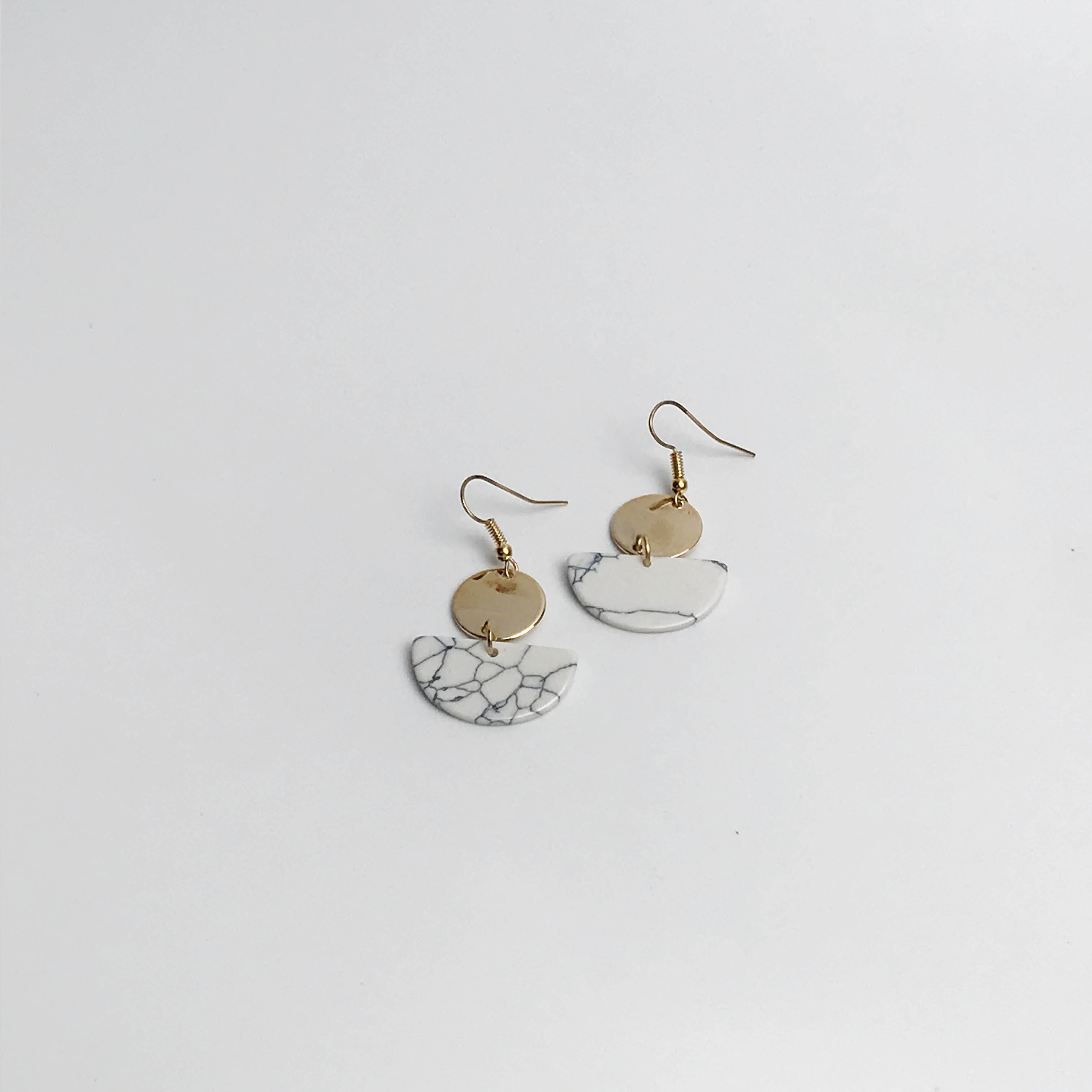 Anne Bridesmaid Marble Print Earrings in White