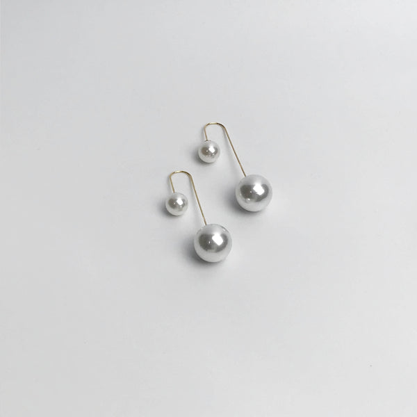 Caitlin Bridesmaid Classic Double Pearl Earrings in White
